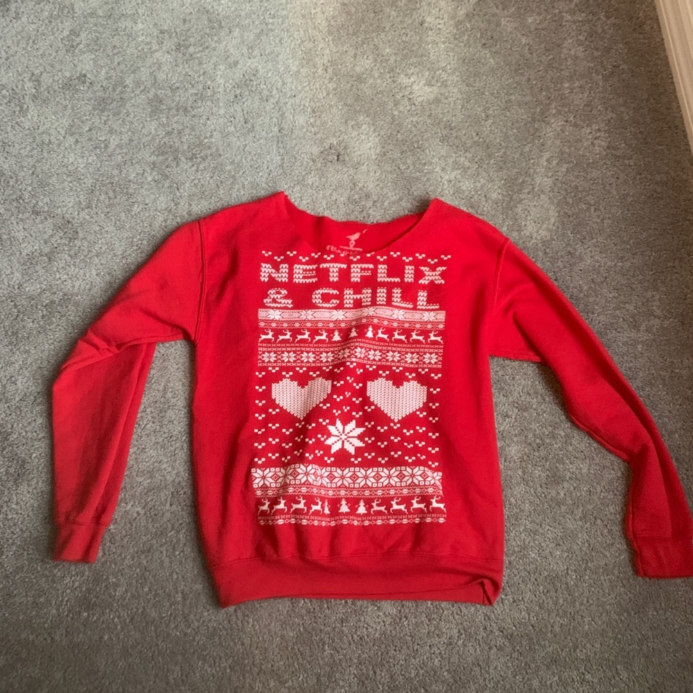 Women’s Christmas sweater Netflix & chill